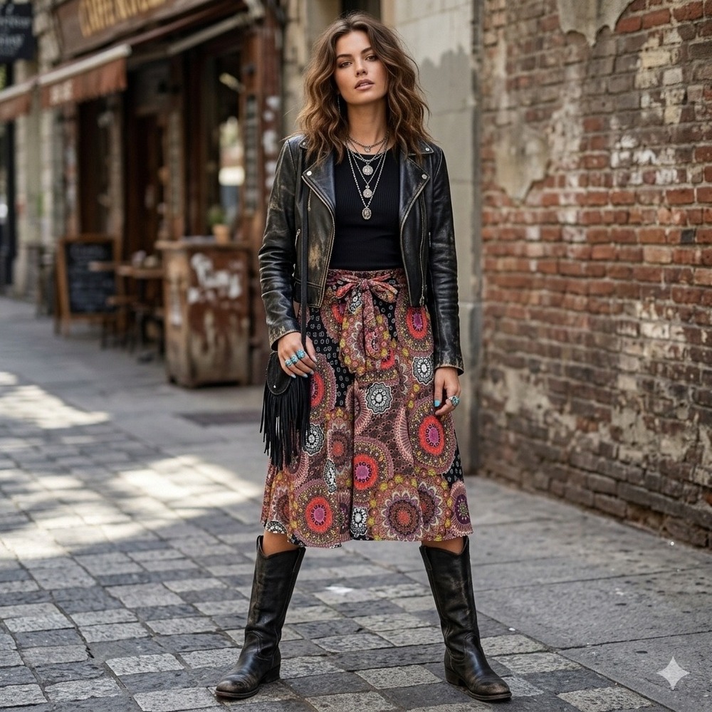 Mix Nouveau Paisley Midi Skirt Bohemian Artsy Cottagecore Festival Mandala Sz S‎